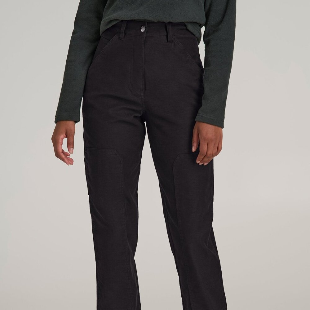 American Tall High-Waisted Carpenter Pocket Pants for Tall Women in Black Size 1